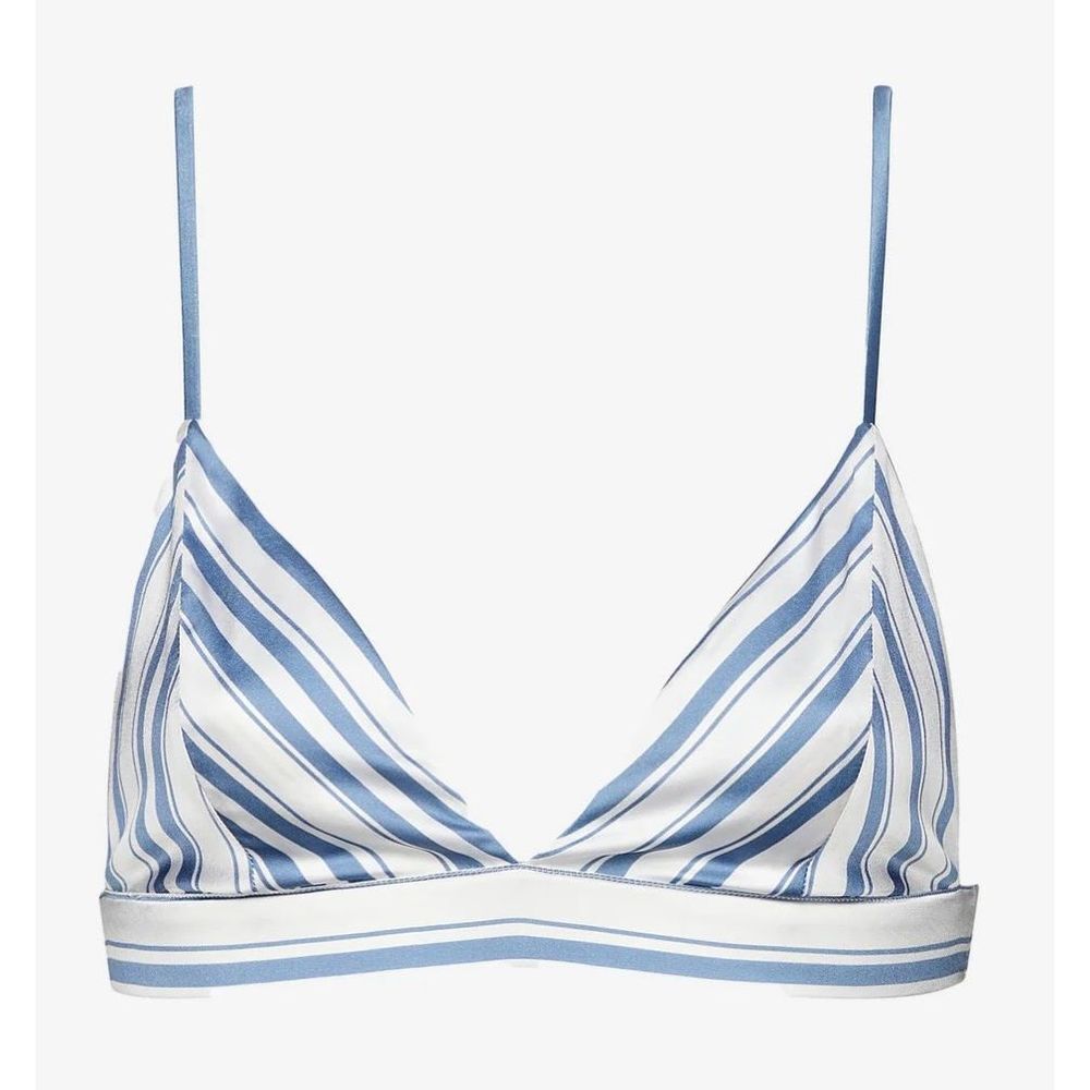 SER.O.YA Iris Silk Bralette blue stripe  NWT size LARGE